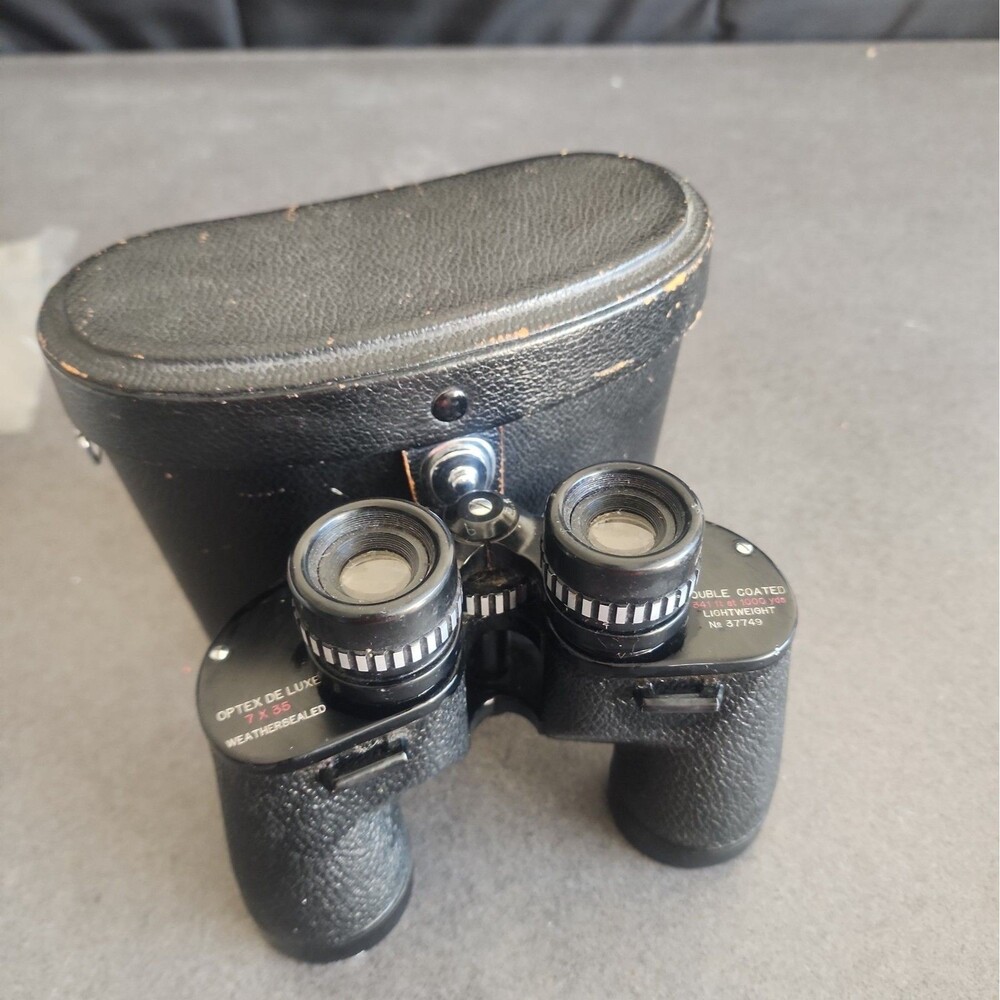 Vintage Optex De Luxe 7x35 Binoculars with Original Hardshell Case Japan